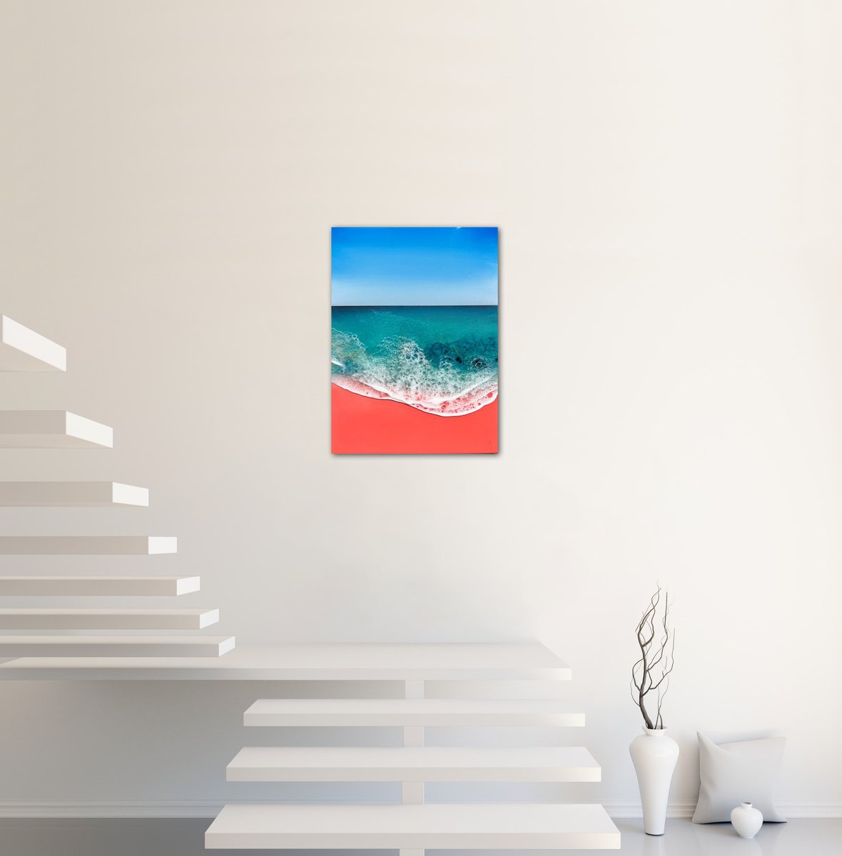 Organic Landscape Painting By Ana Hefco, 18 X 24, Pink Sand Beach - Elafonisi Beach Greece #2, Original Artwork