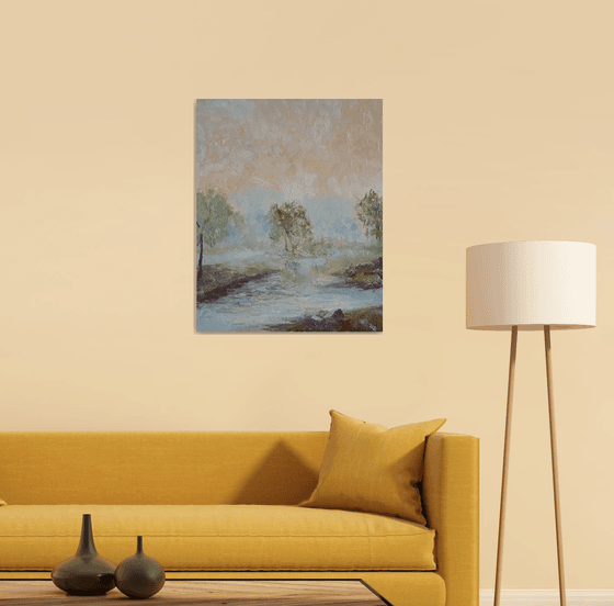 «sunset» — contemporary landscape with optimistic and positive energy on stretched canvas