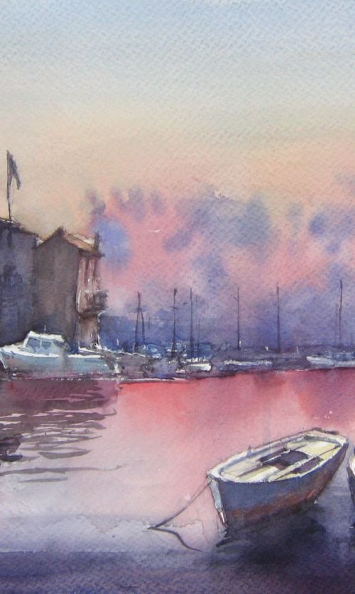 Adriatic sunset by Goran Žigolić Watercolors