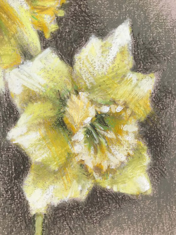Daffodils. One of a kind, original painting, handmade work, gift.
