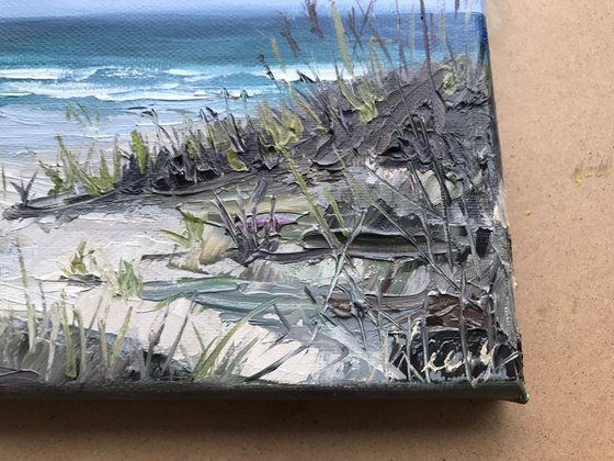 Seascape Original Oil Painting Sand beach 16x23 cm