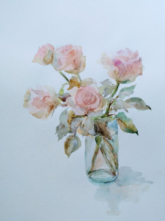 Roses. Original watercolour painting.