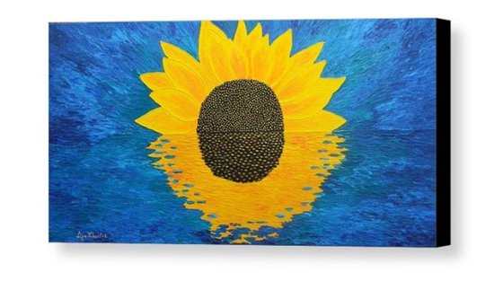 Morning Embrace - large abstract sunflower sunrise seascape painting; home, office decor