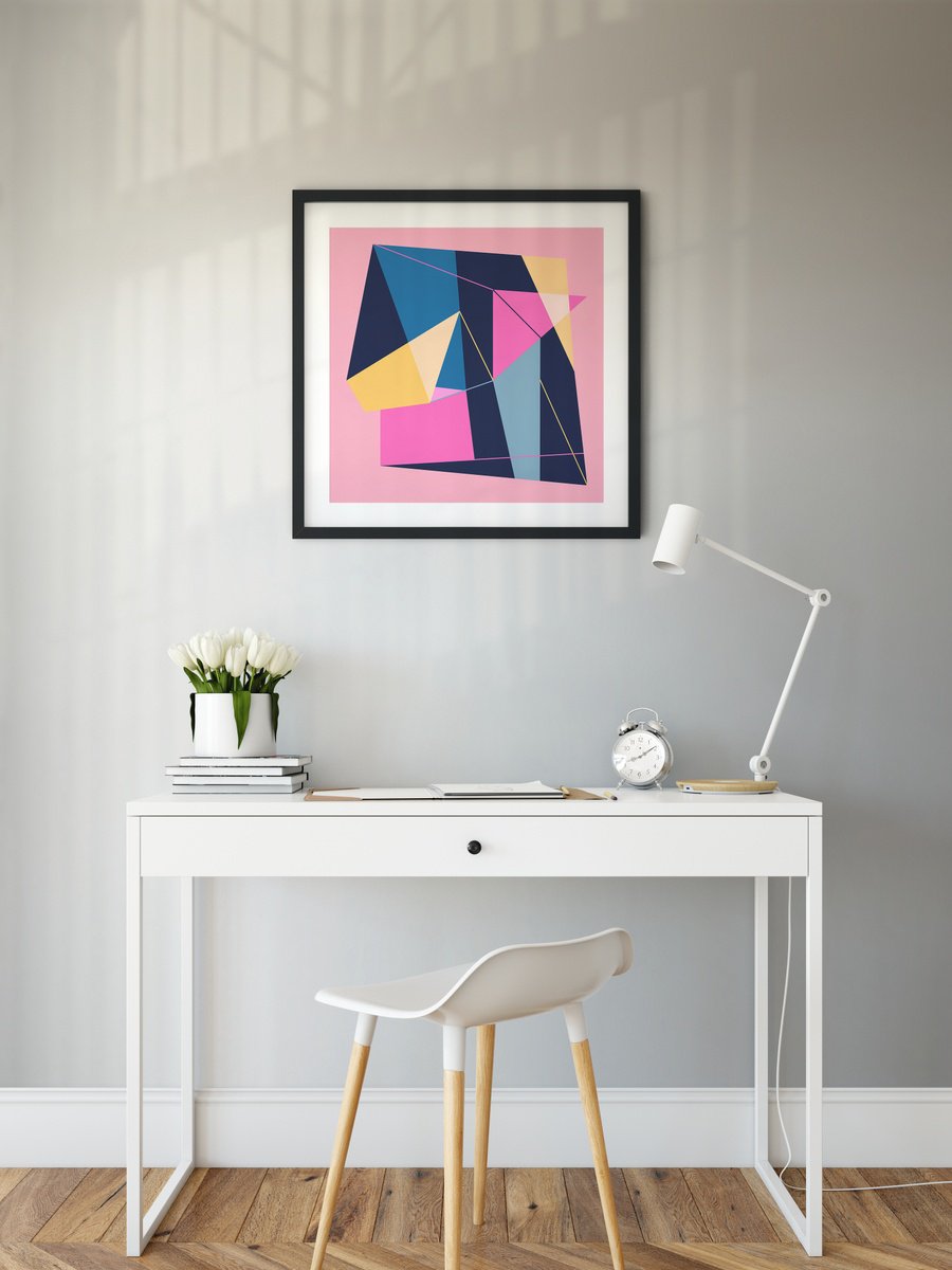 Geometric Abstract Giclee Print By James Bassett, 19 X 19, Jagged Little Rock, Original Artwork
