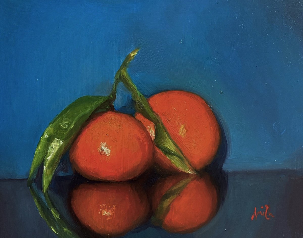 Leafy Oranges Still Life. by Jackie Smith