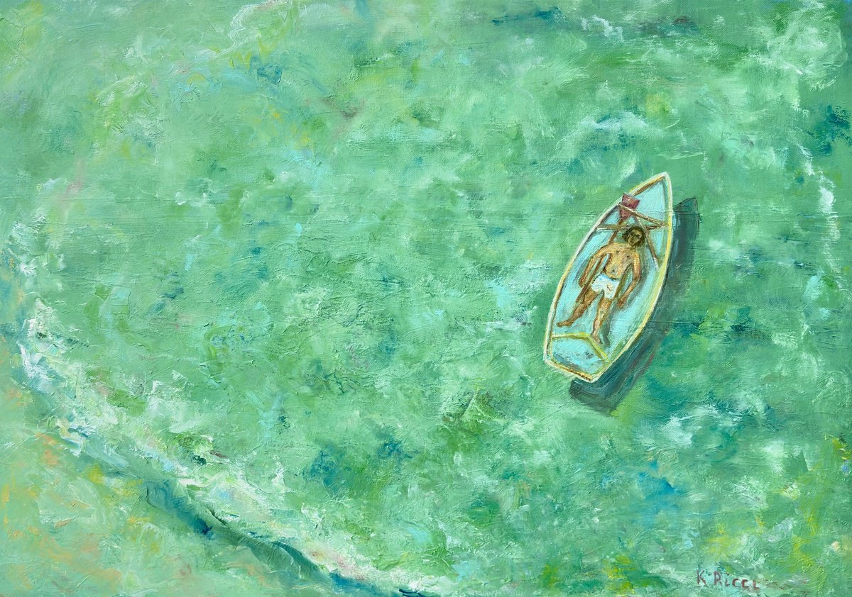 Impressionistic Landscape Oil Painting By Katia Ricci, 20 X 16", Quiet Waters, Original Artwork