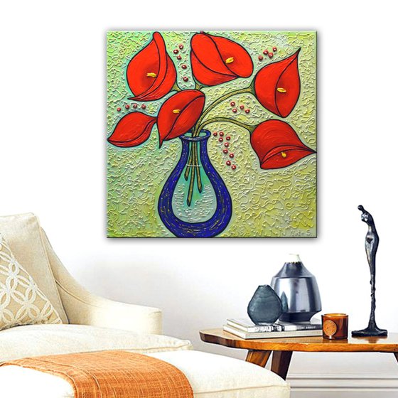 Calla Lilies - Original Textured Painting