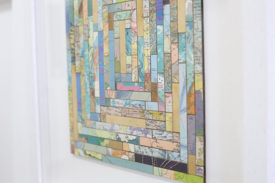 World Map Mosaic with Gold Leaf 1
