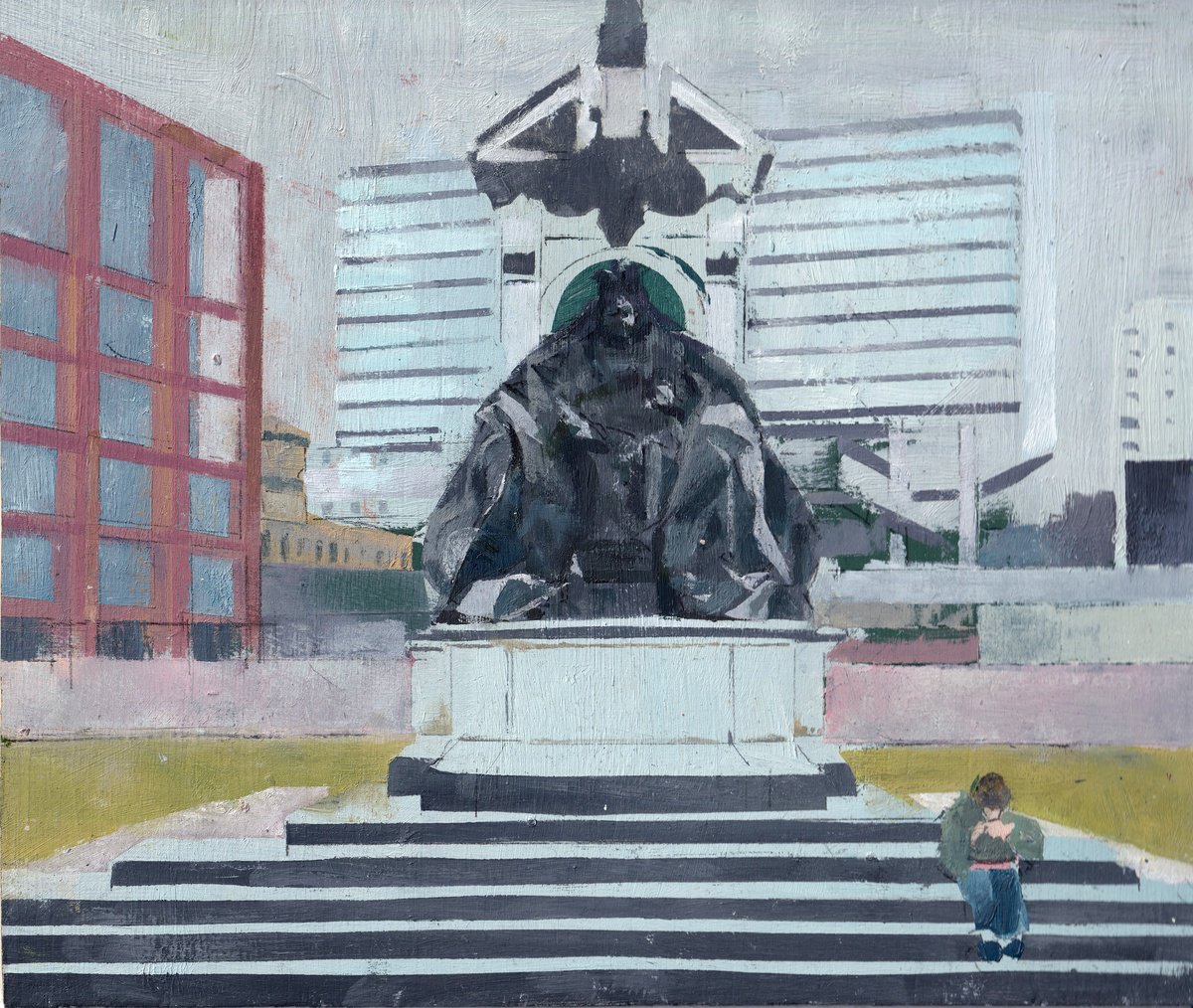 Impressionistic Cityscapes Oil Painting By Ian Mckay, 9 X 8, Queen Vic, Original Artwork