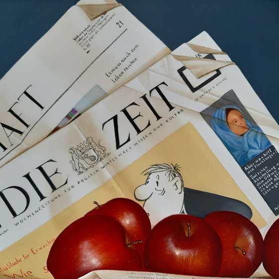 Newspaper with apples