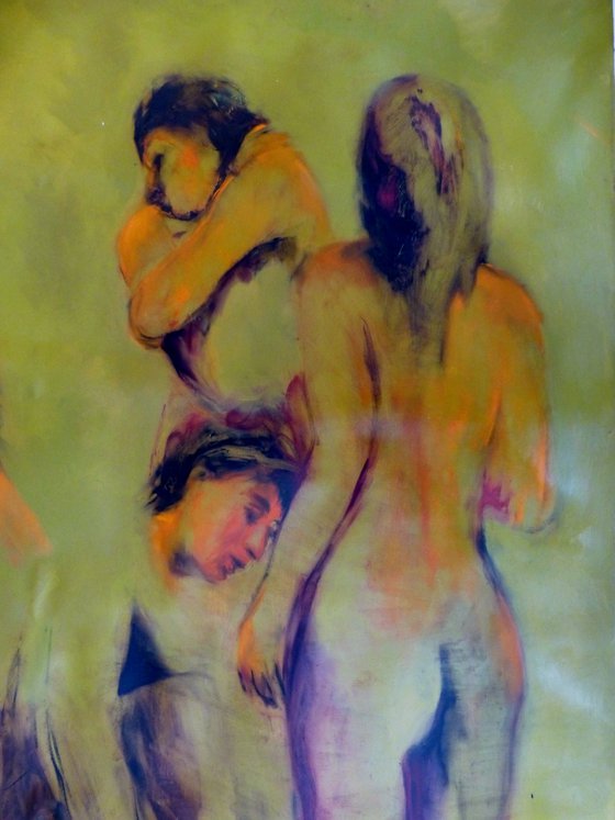 Nude Study in green, oil on canvas 130x195 cm