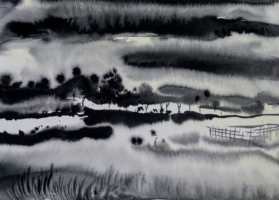 Black and white landscape