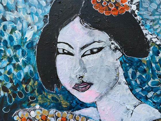 Oriental Inspired Portrait Woman Acrylic Painting Beautiful Gift Ideas Artfinder Wall Decor Artwork on Canvas Paintings Wall Art