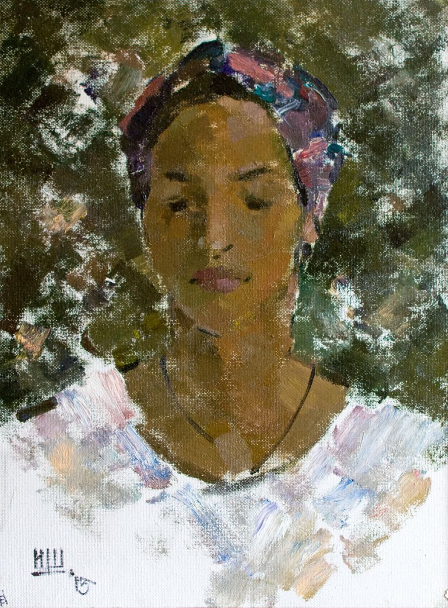 The Portrait of Gayane Avetisyan. Oil on carton. 62/47cm. by Igor (Krapar) Shcherbakov