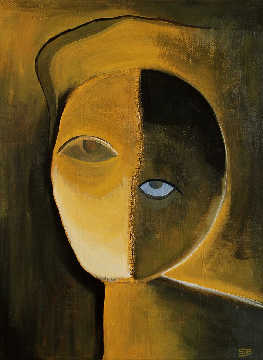 Organic Portrait Acrylic Painting By Stephen Beer, 12 X 16", Together They Discovered Many Great Things, Original Artwork