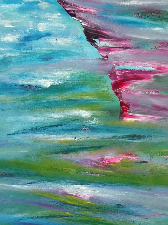 Impressionist -  40x100 cm, Original abstract painting, oil on canvas