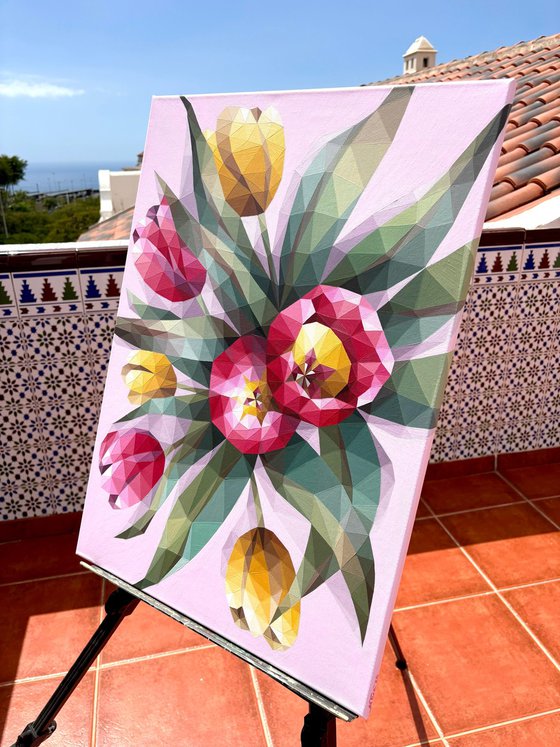 PINK AND YELLOW TULIP BOUQUET