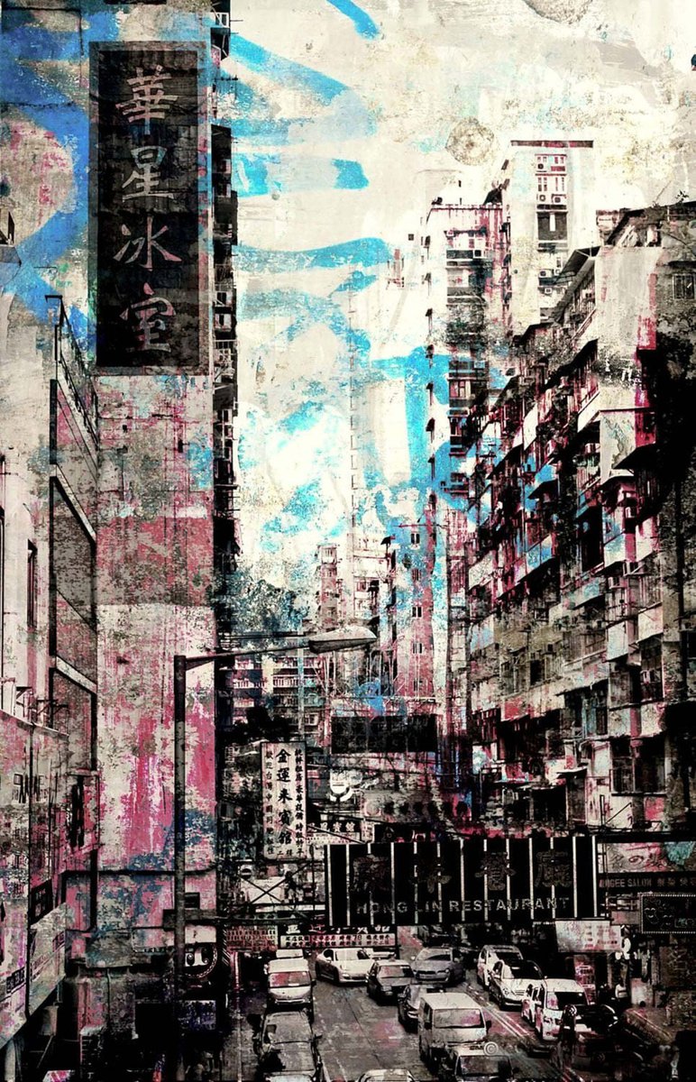 Abstract Cityscapes Photograph By Sven Pfrommer, 31 X 47", Hong Kong Focus Ix, Original Artwork