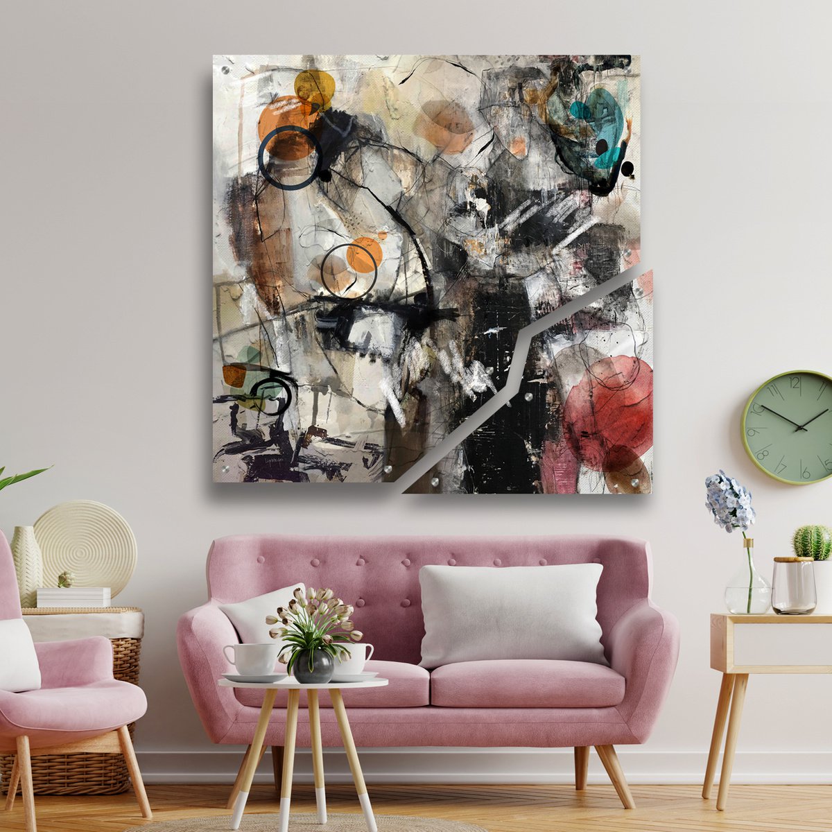 Abstract Print By Lynne Godina-Orme, 49 X 49", The Romantic In Us - Diptych, Original Artwork