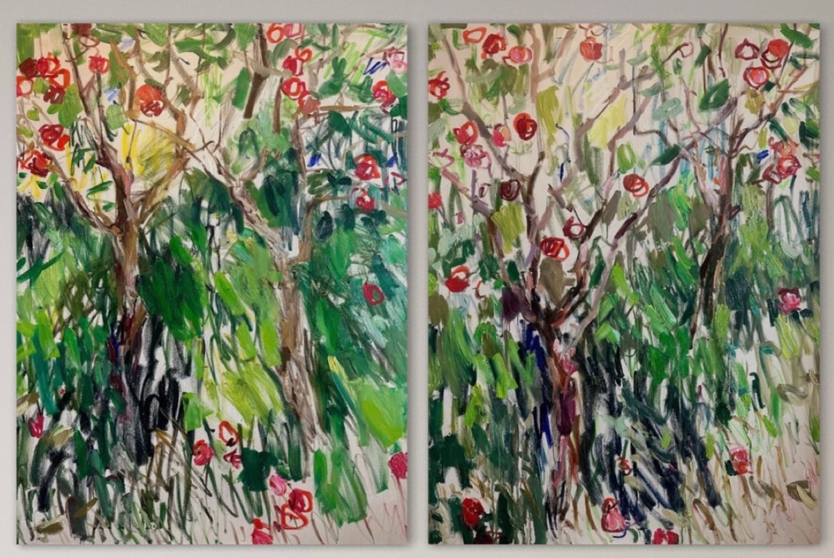 Sunshine & red apples. Diptych by Lilia Orlova-Holmes