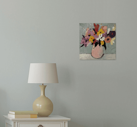 Flowers on a Gray Background