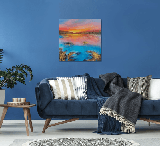 A beautiful large modern abstract figurative seascape painting "Evening mood"