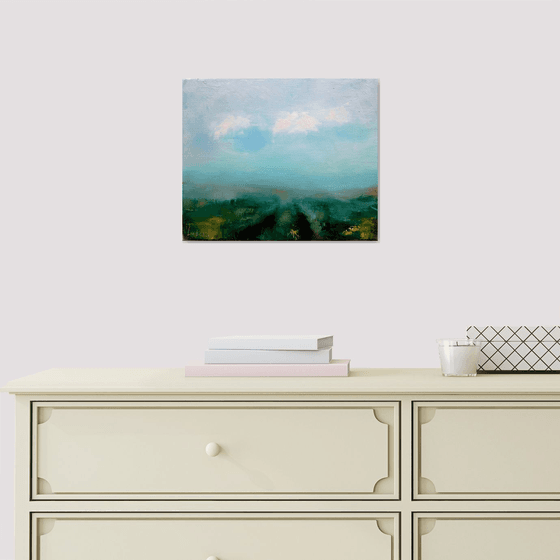 Miniature painting Landscape painting on canvas, Clouds painting