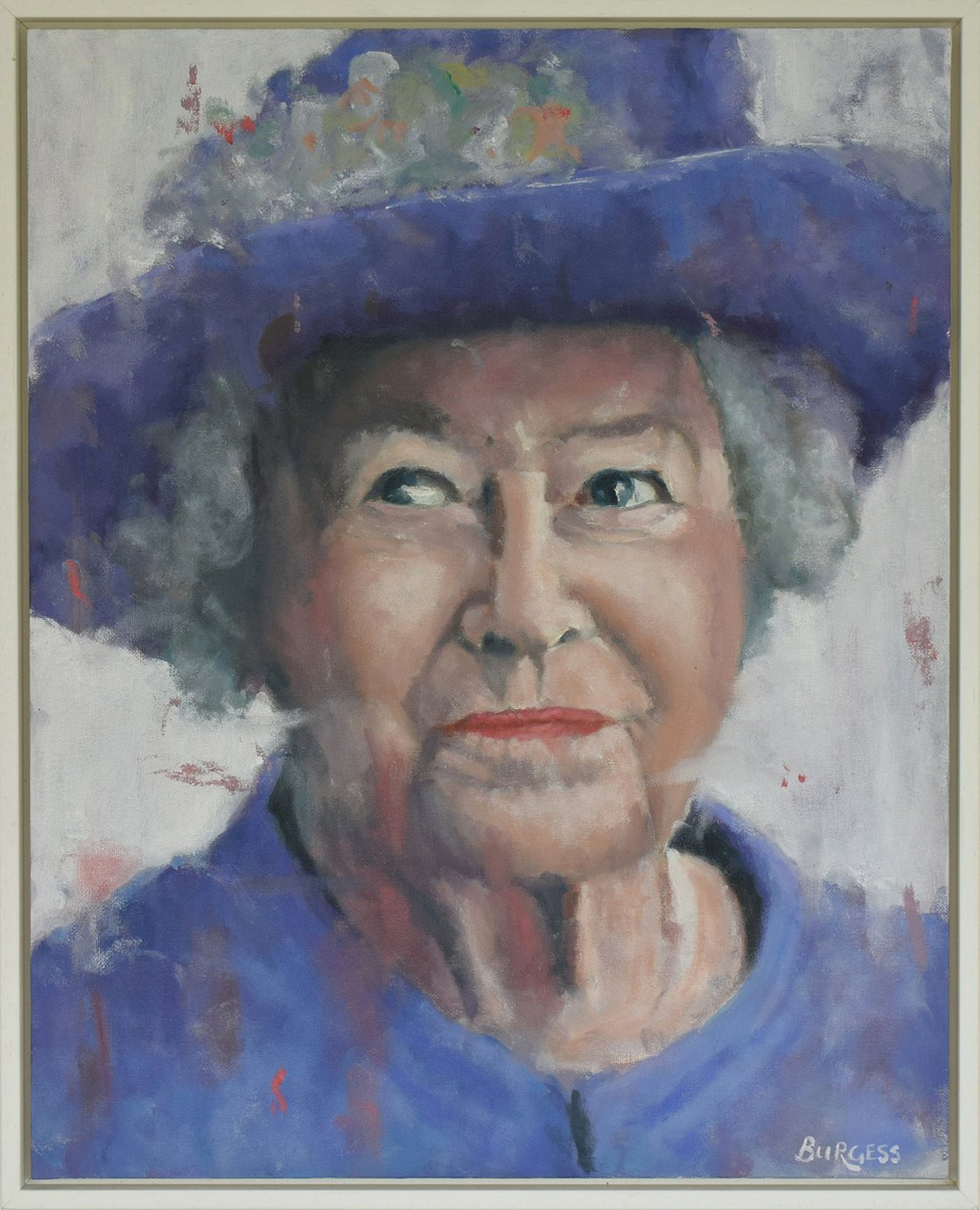 Queen Elizabeth II Framed Oil Painting 20" x 16" Oil painting by