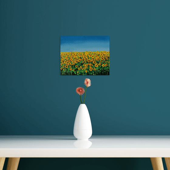 Sunflower field !!  Ready to hang painting!! Impasto flower painting!! Floral landscape