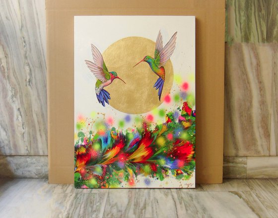 Hummingbirds in flight