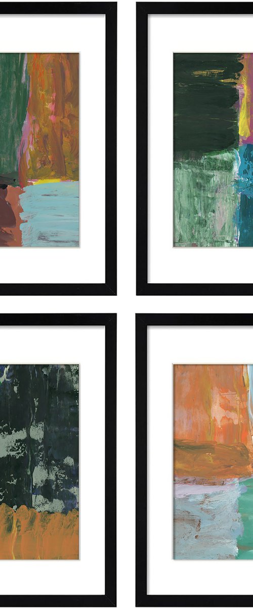 Set of 4 abstract paintings by Gabriel Prundeanu