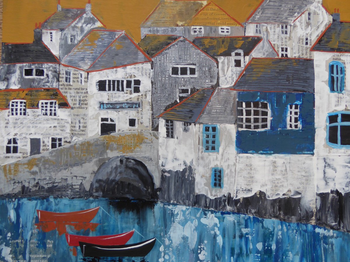 Painting , Polperro, The Roman Bridge By Elaine Allender, 16 X 12, Artwork For Sale On Artfinder