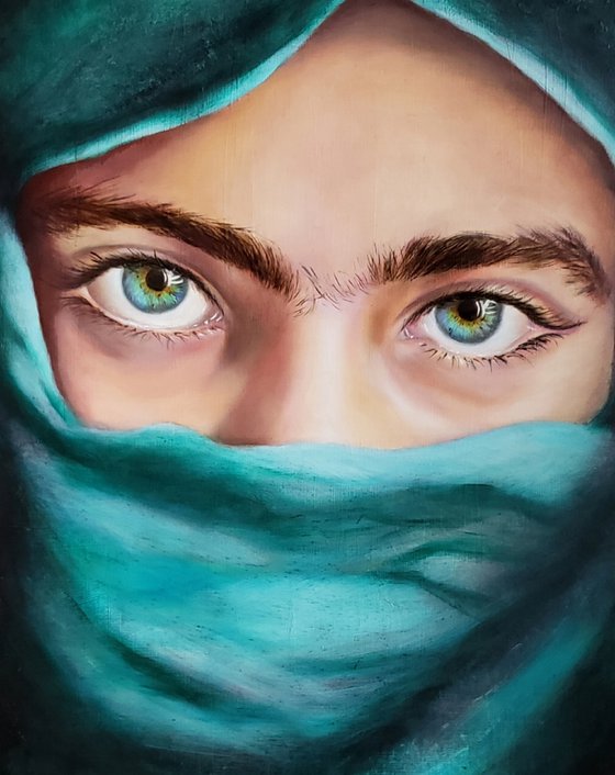 Afghan Girl with Turquoise Eyes