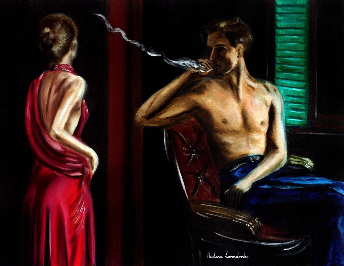 Impressionistic Portrait Oil Painting By Ruslana Levandovska, 28 X 22", The Last Look, Original Artwork