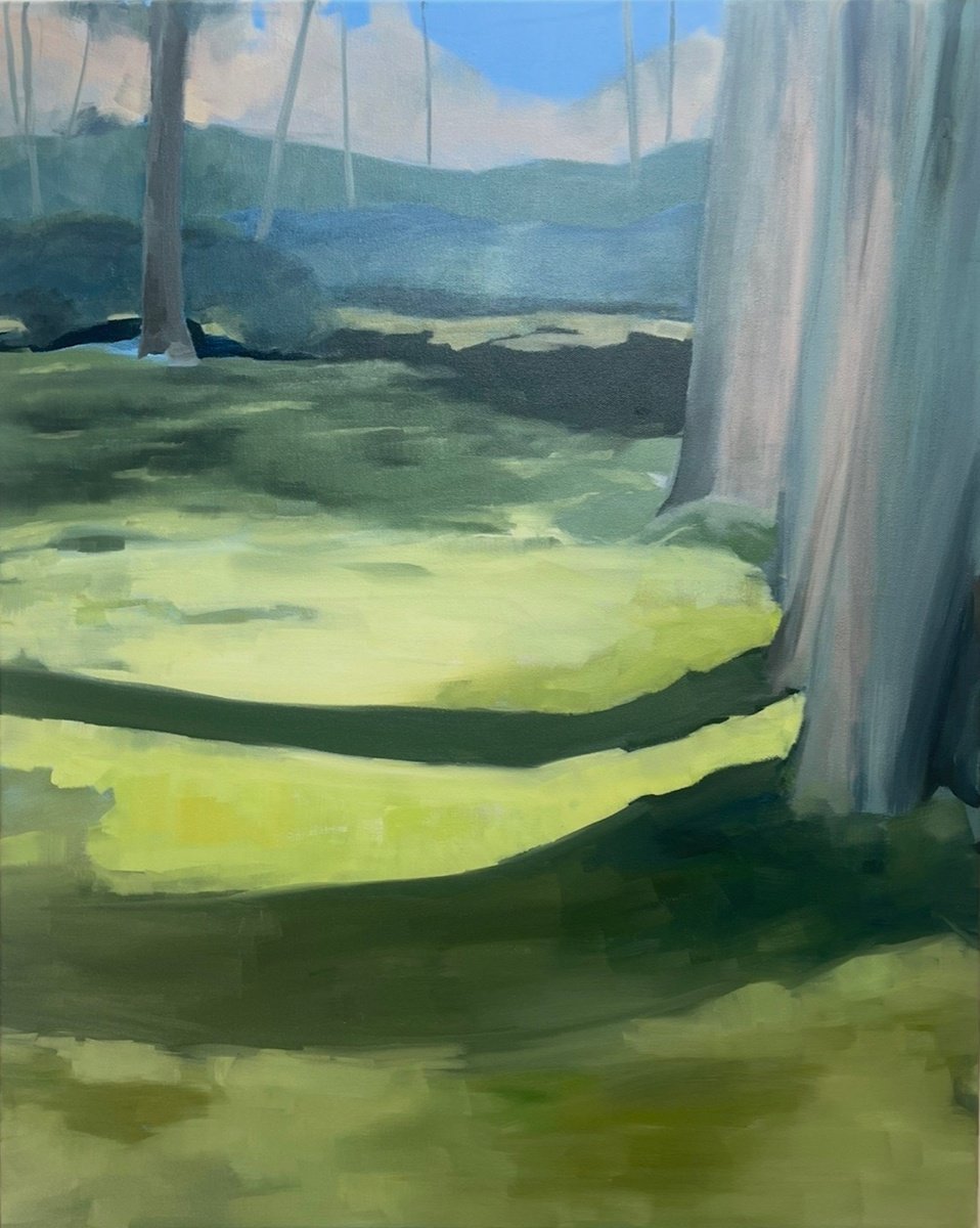 Impressionistic Landscape Oil Painting By Lizzie Butler, 24 X 30", Moss Garden, Original Artwork