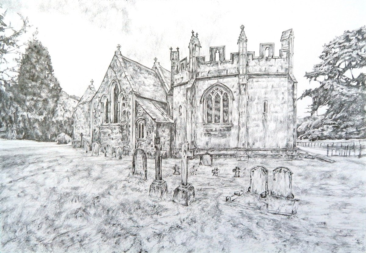 Church of the Holy Cross, Ilam, drawing by Richard Freer