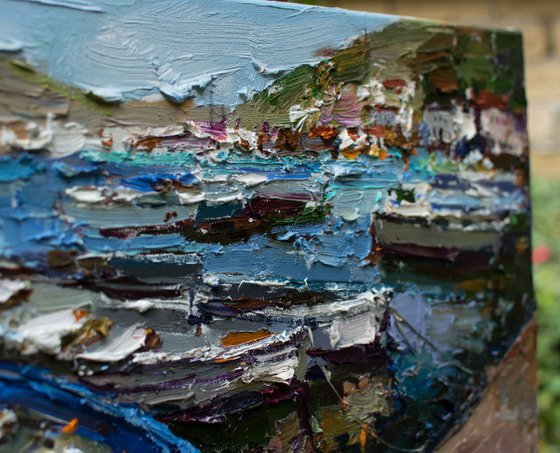 Boats in the bay - Original oil painting