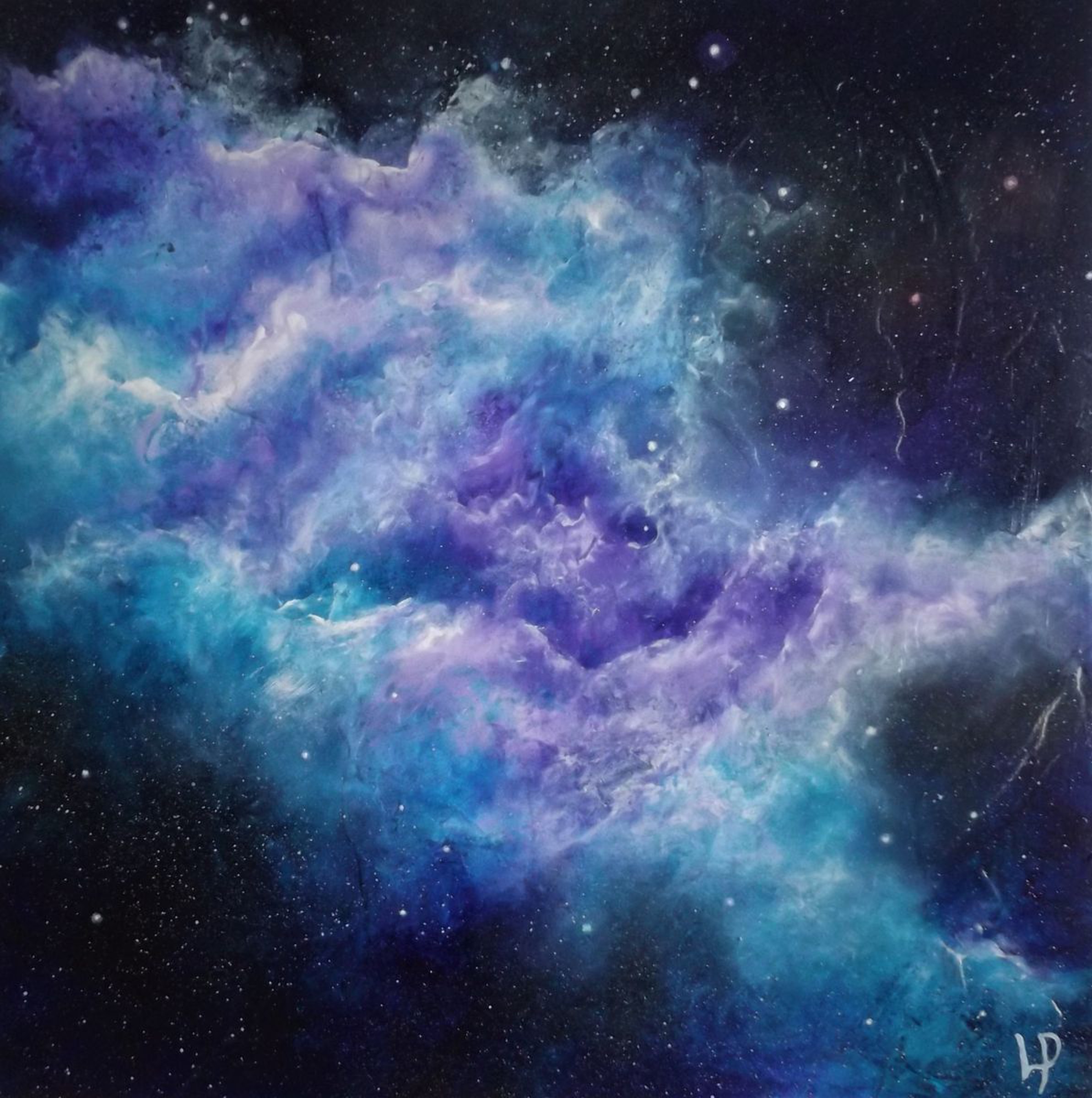 Space Oddity Finger Painted Acrylic Space Art Artfinder
