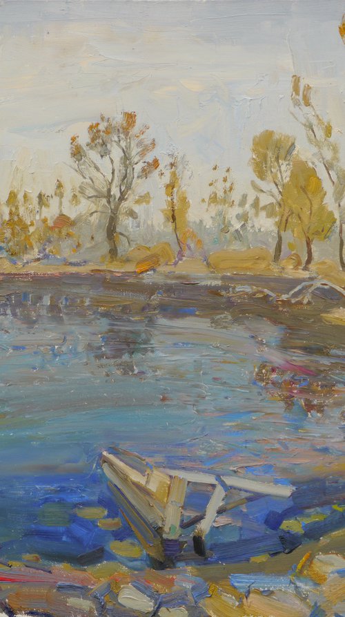 Lake in autumn by Victor Onyshchenko