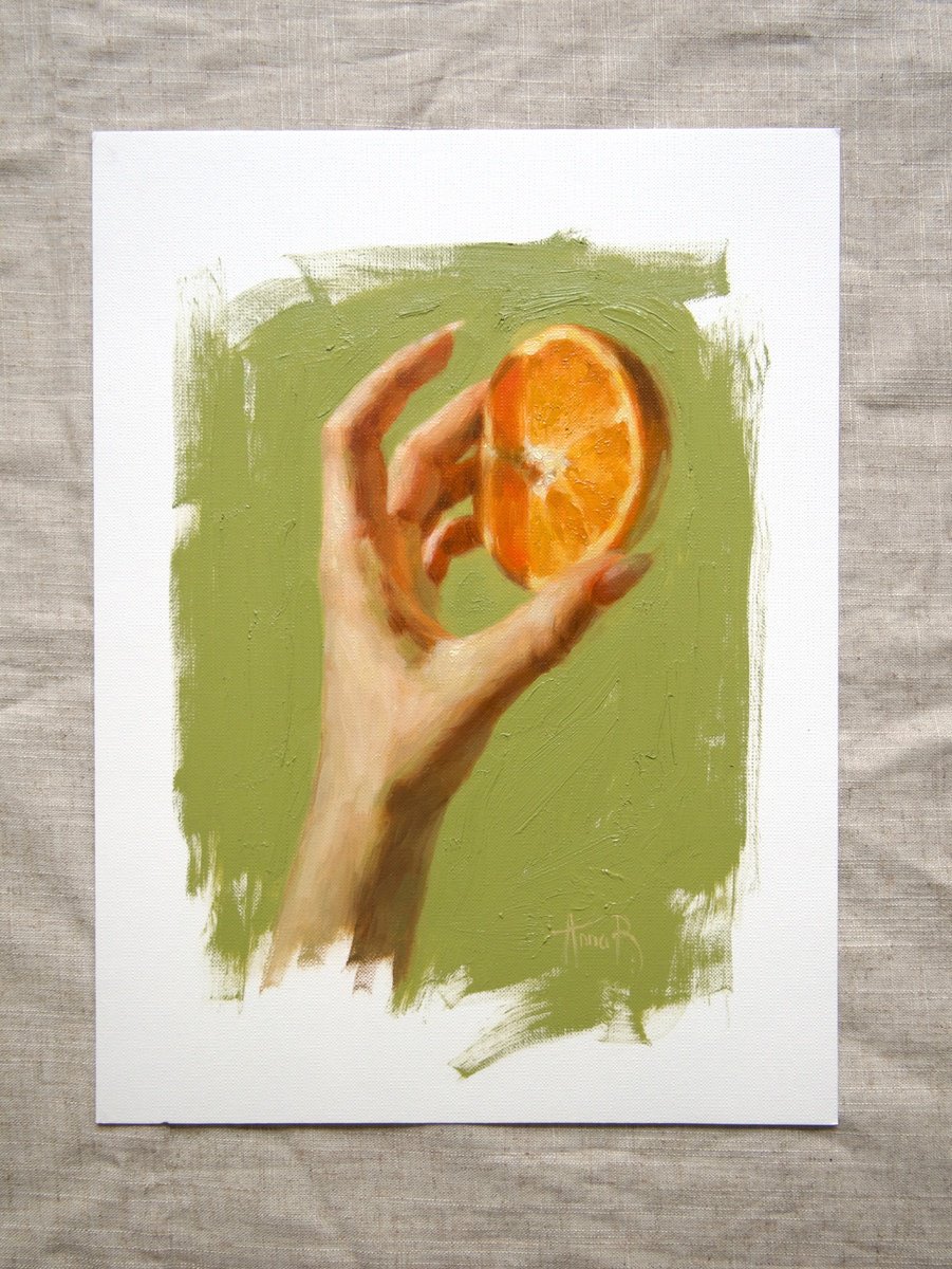 Photorealistic Portrait Oil Painting By Anna Bernadskaya, 9 X 13, Summer Hues, Original Artwork