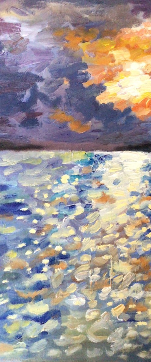 Sunset on the sea by Julian Lovegrove Art