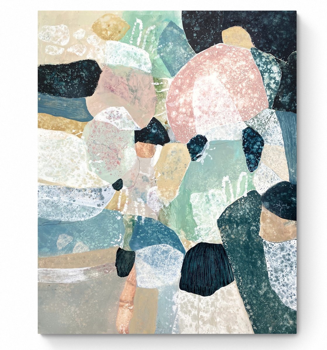 Abstract Acrylic Painting By Cristina Dalla Valentina, 31 X 39, Between Moon And Sun 1, Original Artwork