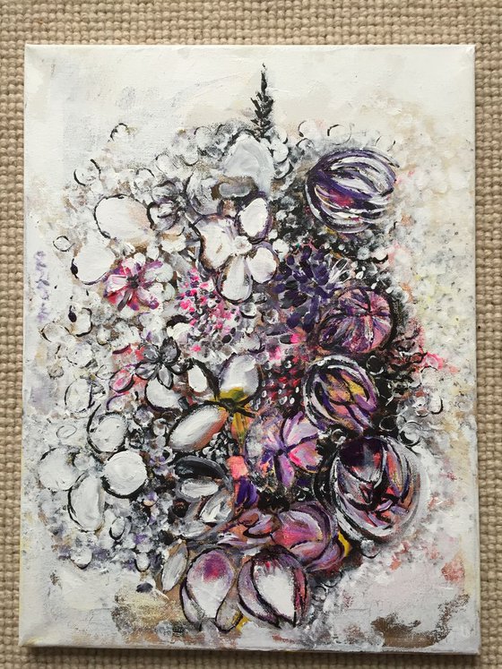 Floral Pattern Artwork For Sale Original Flower Painting On Canvas Ready to Hang Gift Ideas Acrylic Paintings Buy Art Now Free Delivery 30x40cm