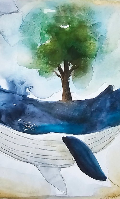 Whale with tree(small) by Evgenia Smirnova