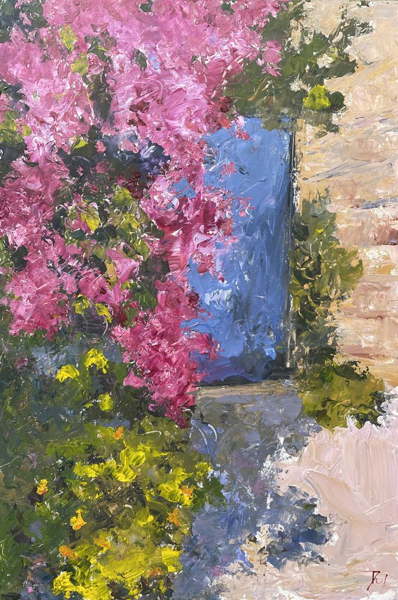 Bougainvillea and the blue door