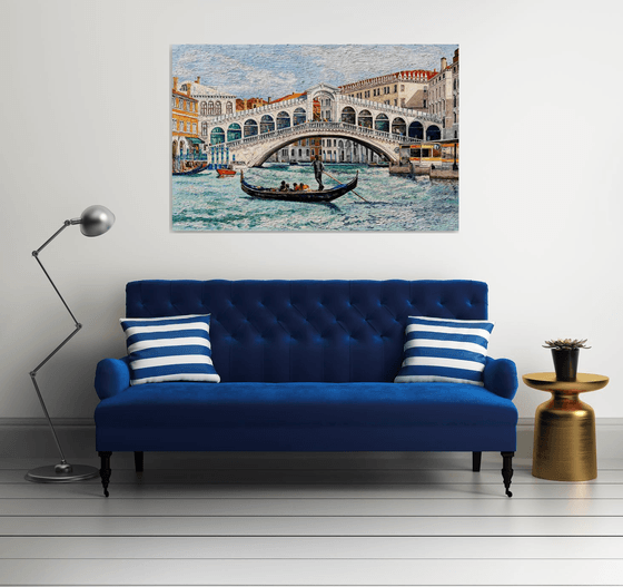 Venice, Rialto Bridge, Impasto, 140 x 90 cm