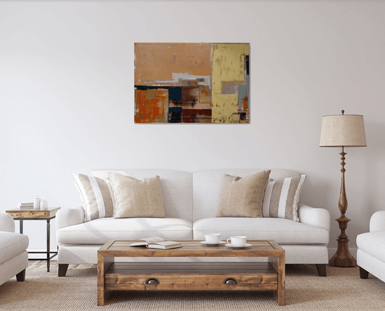 Oil painting, canvas art, stretched, "Abstract city 54". Size 39,4/ 27,6 inches (100/70cm).