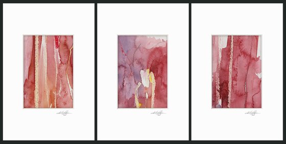 Seeking Spirit Collection 7 - 3 Small Matted paintings by Kathy Morton Stanion