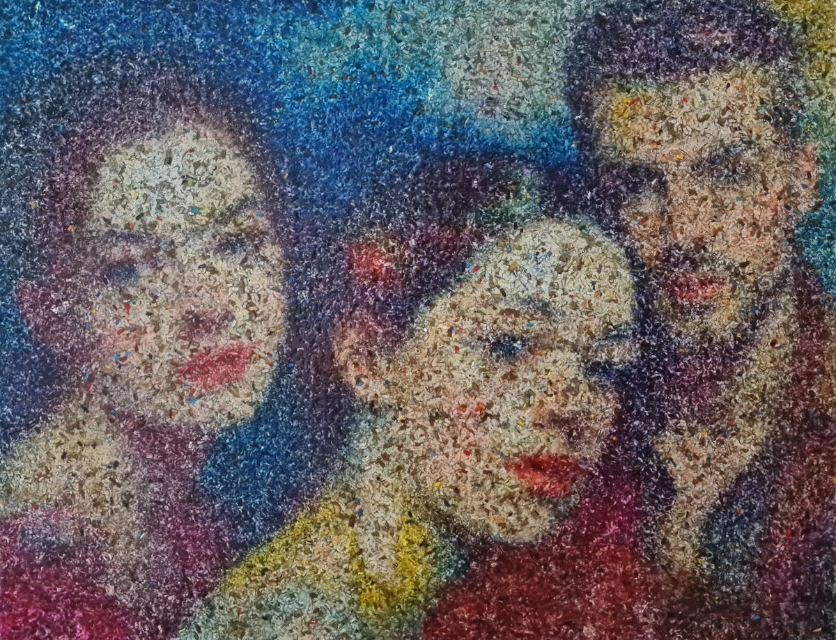 Impressionistic Portrait Collage By Alessio Mazzarulli, 33 X 26, Adults Should Love - 03 (N.657), Original Artwork