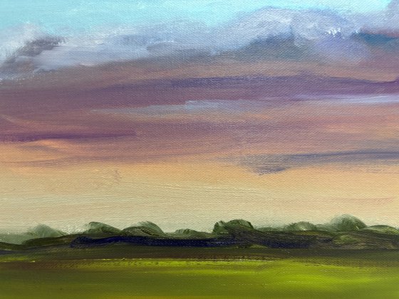 Sunset before storm. Plein air